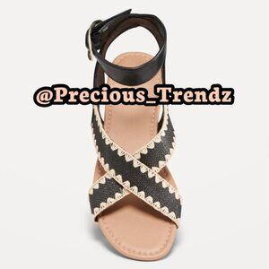 Old Navy Faux-Leather Cross-Strap Buckle Sandals for Women Size 6